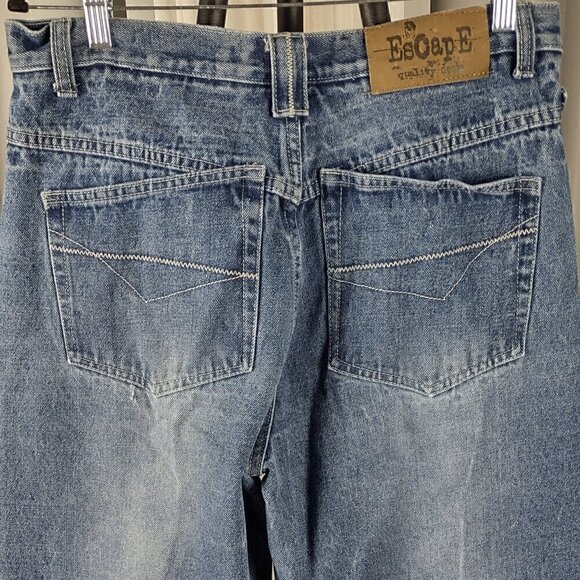 Escape Men's 100% Cotton, 5 Pocket, Blue Denim Vintage Y2K Jeans Size 34X34 - Picture 4 of 11